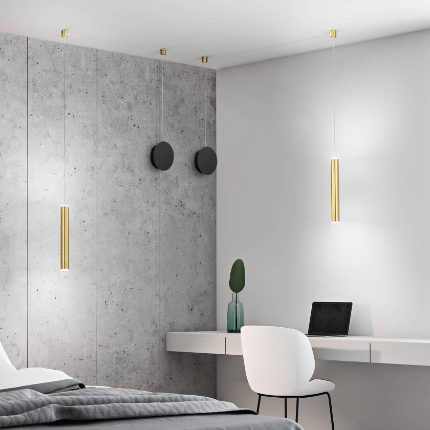 LED-hengelampe Prado, messing, metall, dimbar