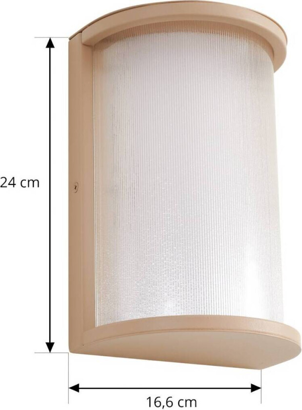 Lindby utendørs LED-vegglampe Calvik, beige, riflet, IP44