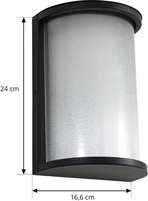 Lindby utendørs LED-vegglampe Calvik, svart, riflet, IP44