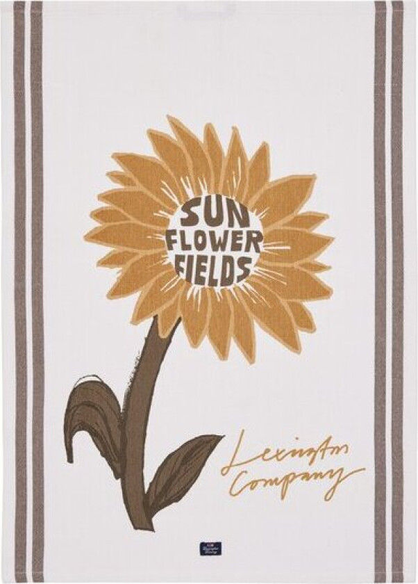 Kjøkkenhåndkle i bomull solsikke 70x50 cm hvit/beige