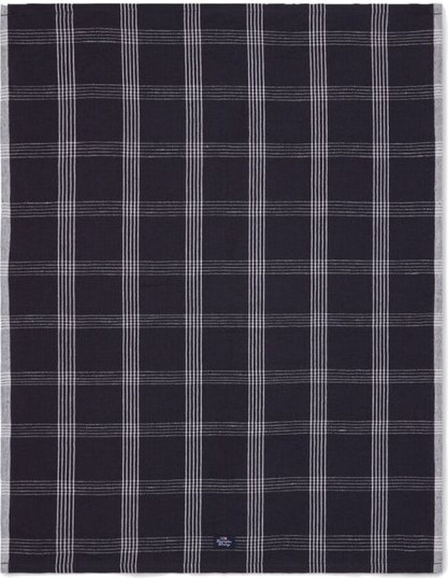 Rutete kjøkkenhåndkle i lin/bomull 70x50 cm svart/hvit