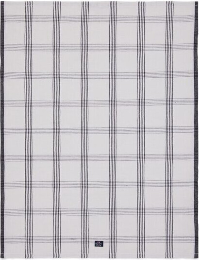 Rutete kjøkkenhåndkle i lin/bomull 70x50 cm hvit/svart