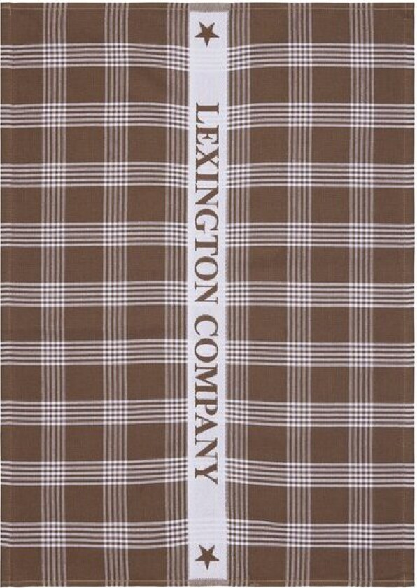 Rutete kjøkkenhåndkle i frottè 70x50 cm brun/hvit