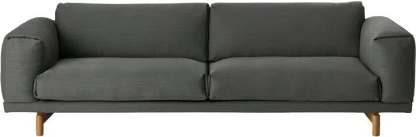 Rest sofa 3-seter tekstil remix 163 grey, eikeben