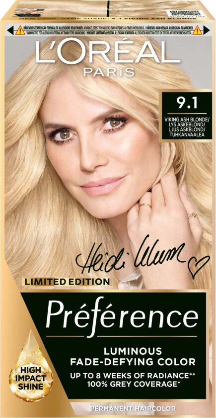Préférence Permanent Color For Normal Hair 9.1 Viking Ash Blonde - 1 pcs