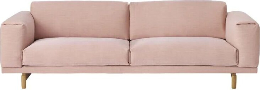 Rest sofa 3-seter tekstil steelcut trio 515 rose, eikeben