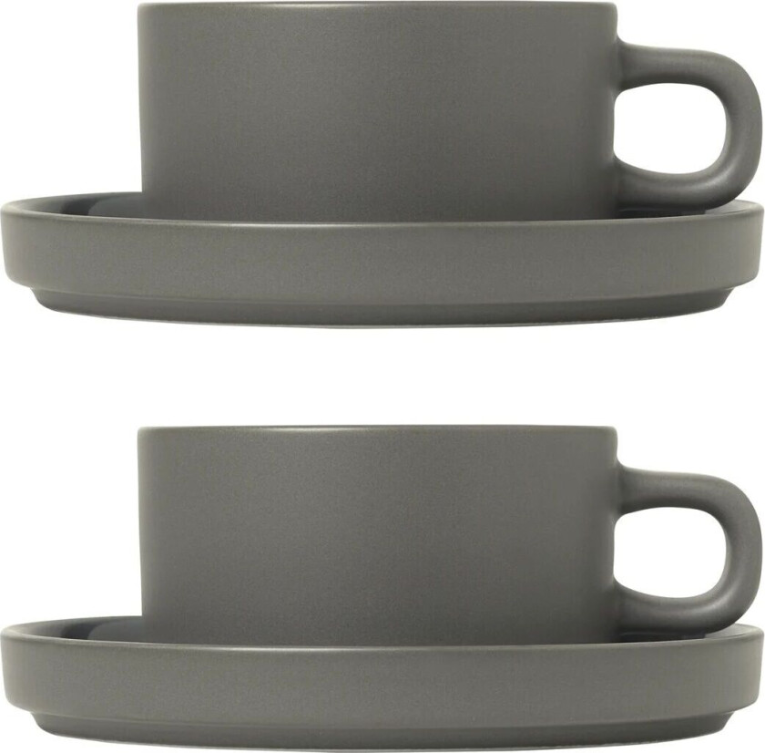 Pilar tekopp med fat 2-stk. Pewter
