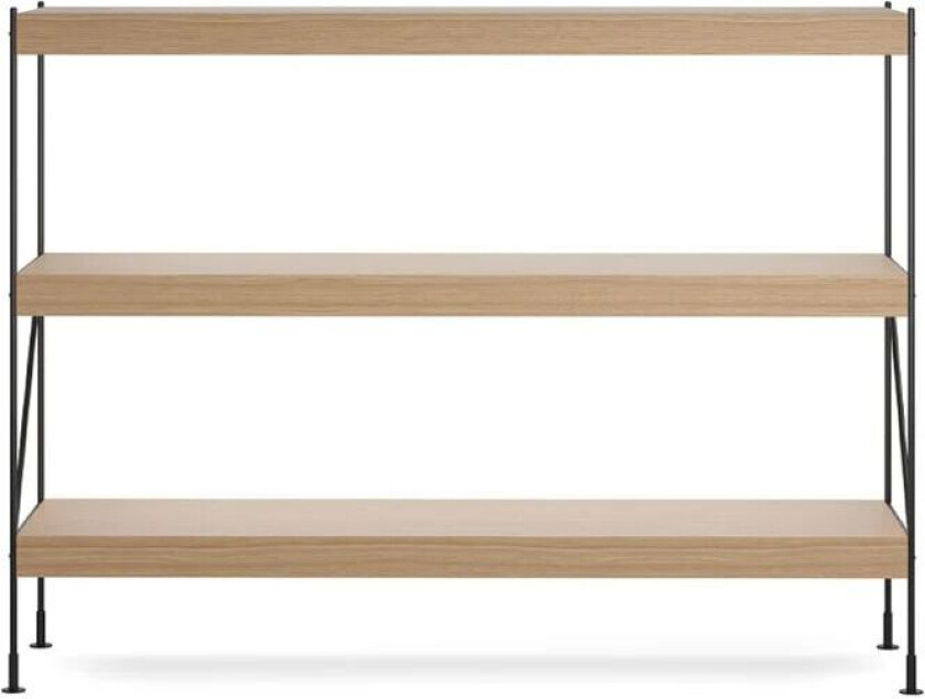 Zet hyllesystem natural oak, 1 x 3, black steel base