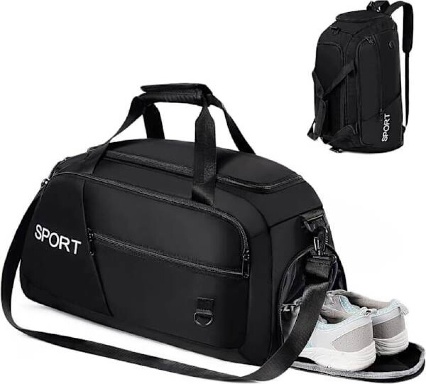 Sports Gym Bag for menn og kvinner, Yoga Gym Bag, Travel Duffle Bag med skoskap og våtlomme