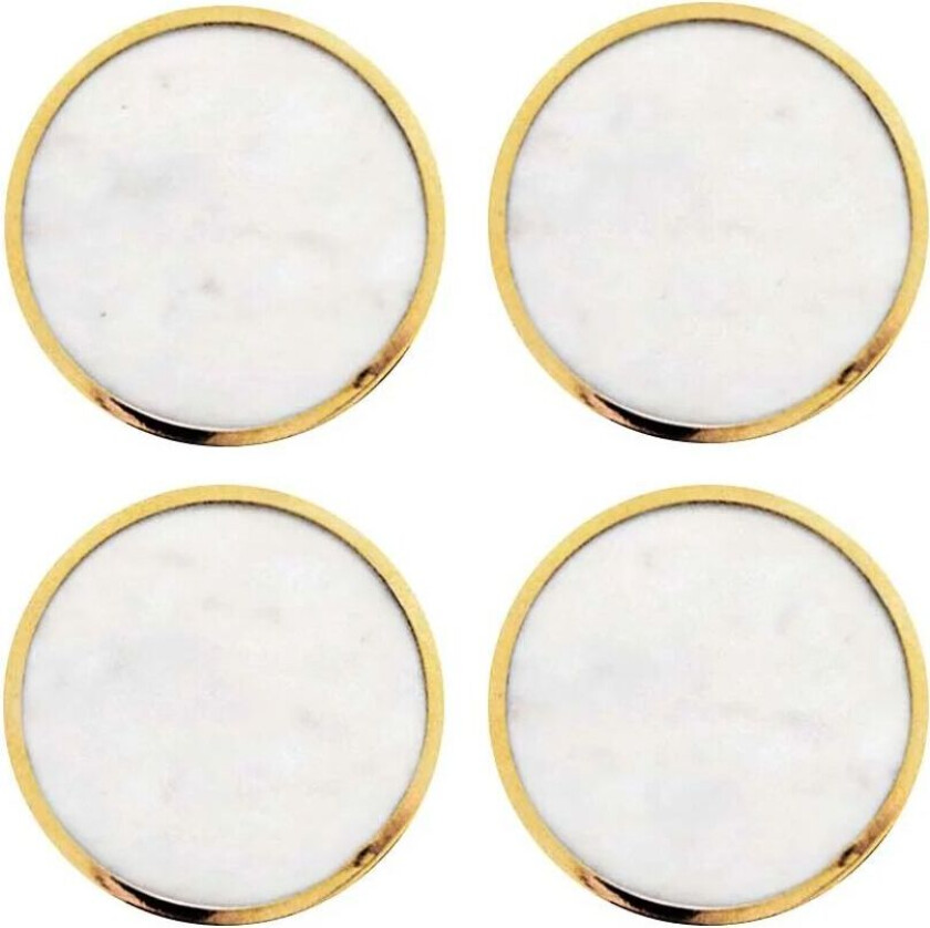 Bilde av glassunderlag 4-pakning Hvit marmor-solid messing