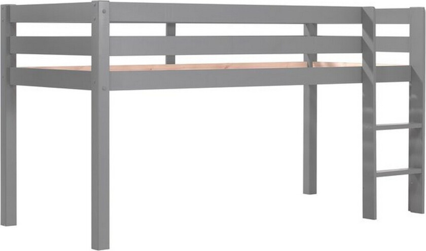 Halvhøy seng med stige Pino Grå, 115 cm - Grå, 115 cm