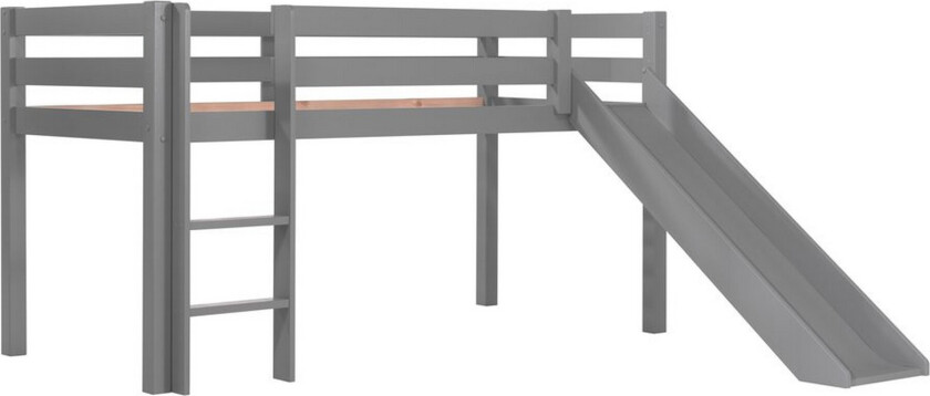 Halvhøy seng med sklie Pino Grå, 115 cm - Grå, 115 cm