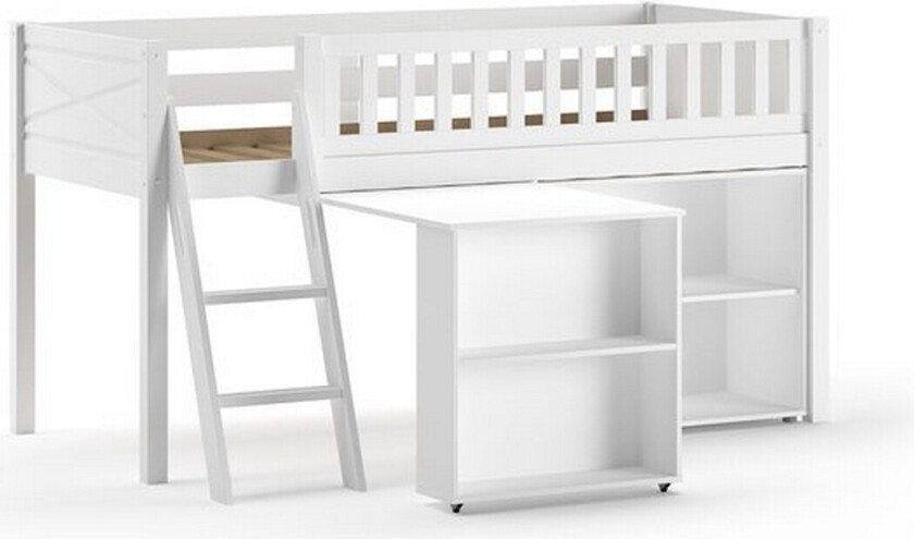 Høyseng med stige Skrivebord og bokhylle som passer til Scott