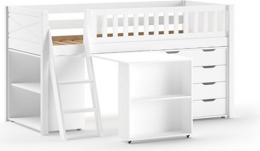 Høyseng med stige Scott matchende skrivebord, en bokhylle og en kommode med 3 skuffer