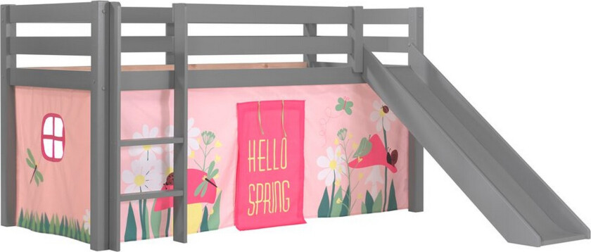 Middelseng med gardin Pino Spring Grå, Grå, Med sklie, Uten tunnel, Uten lommer - Grå, Grå, Med sklie, Uten tunnel, Uten lommer