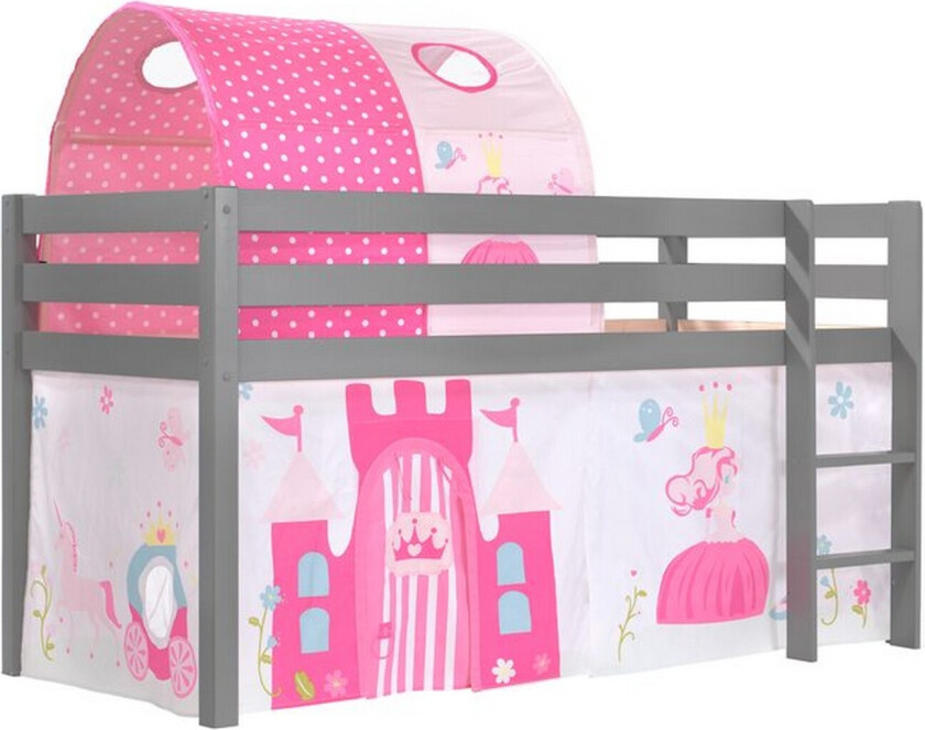 Middelseng med gardin Pino Princess Grå, Grå, Uten sklie, Prinsesse, Ingen lommer - Grå, Grå, Uten sklie, Prinsesse, Ingen lommer