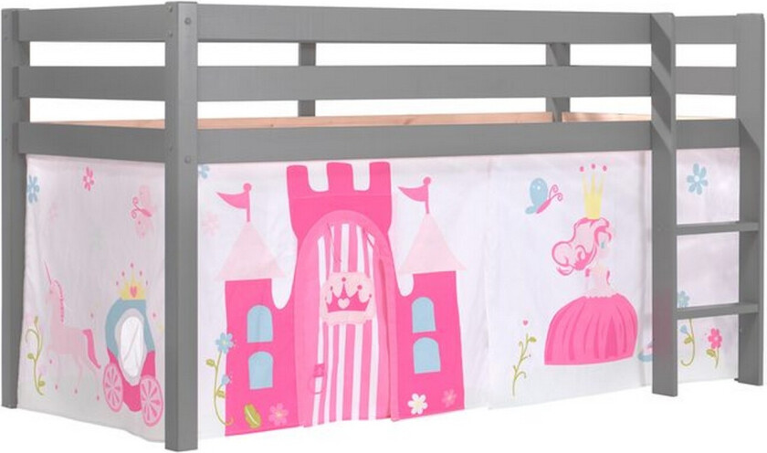 Middelseng med gardin Pino Princess Grå, Grå, Uten sklie, Uten tunnel, Ingen lommer - Grå, Grå, Uten sklie, Uten tunnel, Ingen lommer