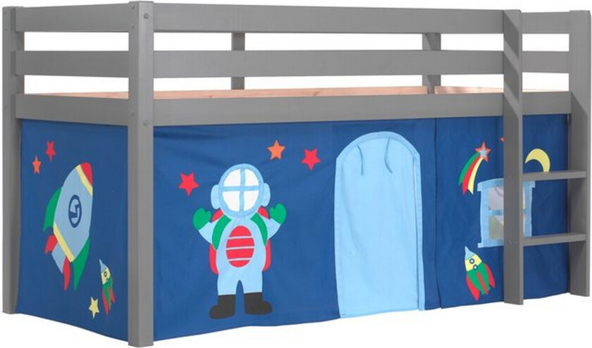 Middelseng med gardin Pino Astro Grå, Grå, Uten sklie, Uten tunnel, Ingen lommer - Grå, Grå, Uten sklie, Uten tunnel, Ingen lommer