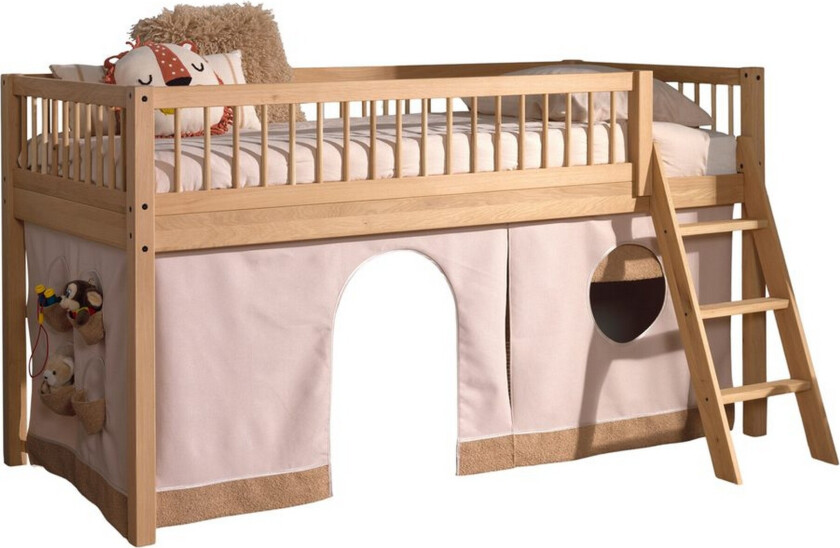 Seng med tekstilsett halvhøyseng Forrest Eik - Eik