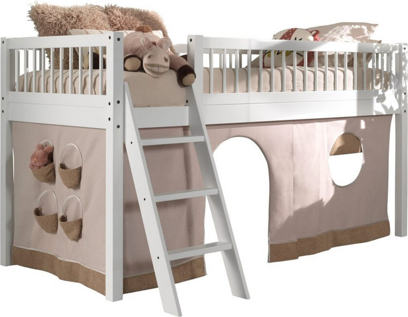 Seng med tekstilsett halvhøyseng Forrest Hvit - Hvit