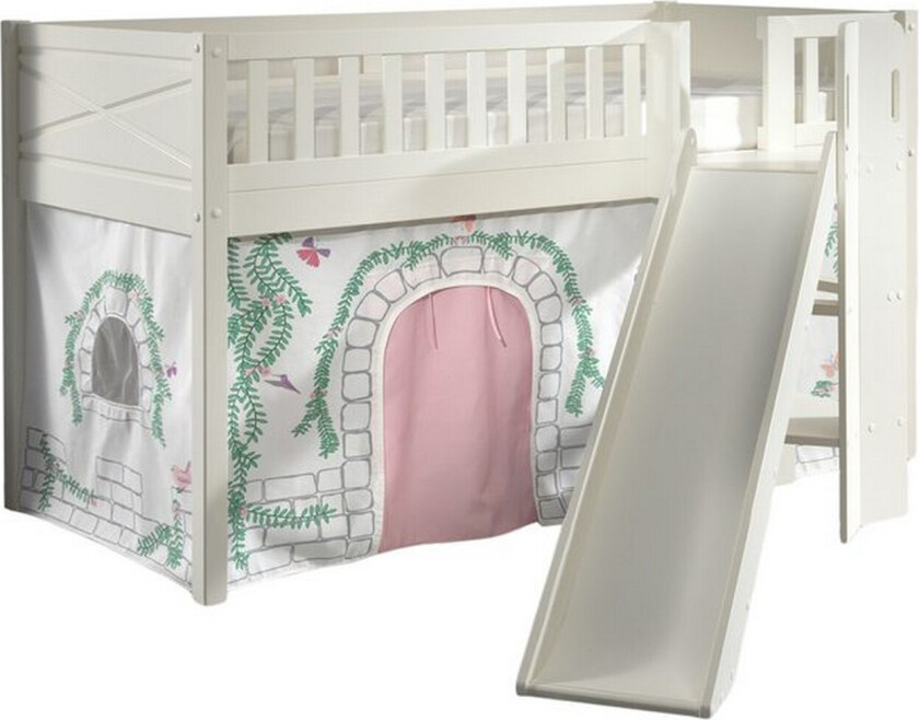 Halvhøy seng med sklie og matchende tekstilsett (lekgardin) Scott Birdy - Birdy