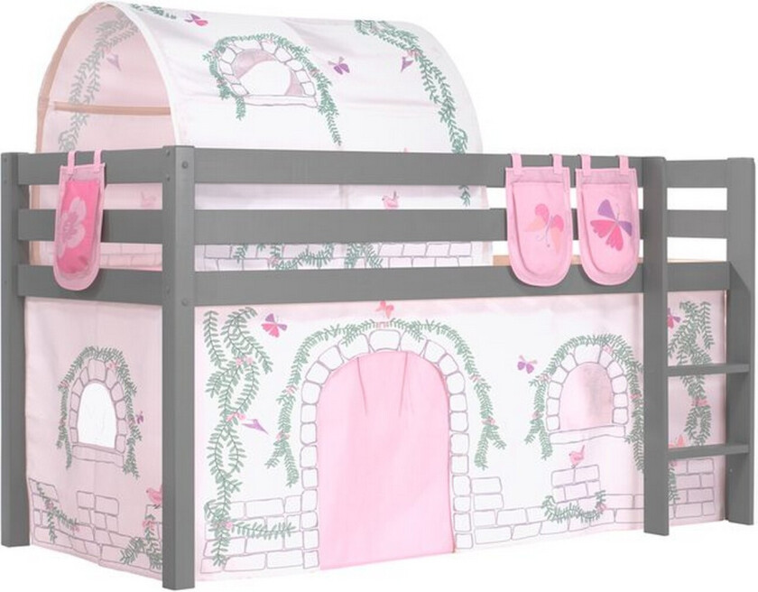 Middelseng med gardin Pino Birdy Grå, Grå, Uten sklie, Birdy, 3 - Grå, Grå, Uten sklie, Birdy, 3