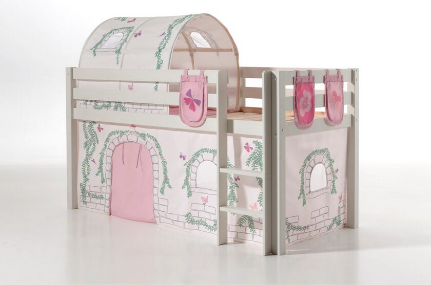 Middelseng med gardin Pino Birdy Hvit, Hvit, Uten sklie, Birdy, 3 - Hvit, Hvit, Uten sklie, Birdy, 3