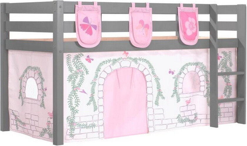 Middelseng med gardin Pino Birdy Grå, Grå, Uten sklie, Uten tunnel, 3 - Grå, Grå, Uten sklie, Uten tunnel, 3