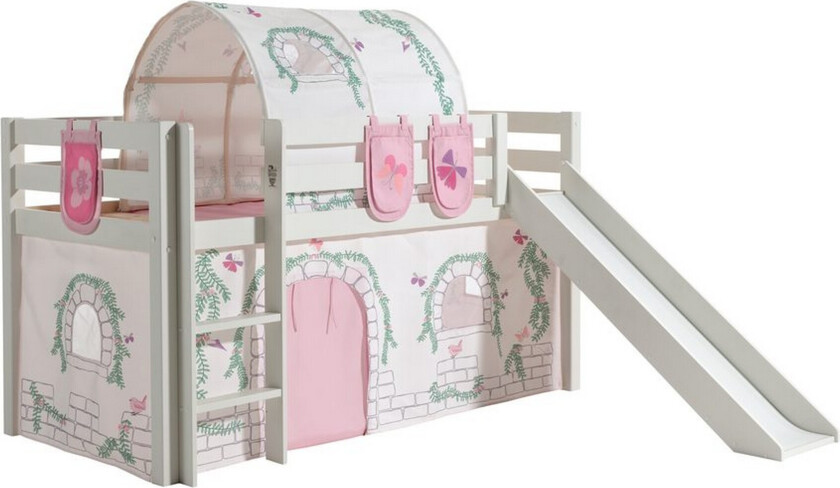 Middelseng med gardin Pino Birdy Hvit, Hvit, Med sklie, Birdy, 3 - Hvit, Hvit, Med sklie, Birdy, 3