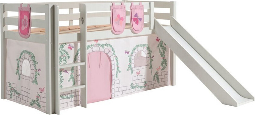 Middelseng med gardin Pino Birdy Hvit, Hvit, Med sklie, Uten tunnel, 3 - Hvit, Hvit, Med sklie, Uten tunnel, 3