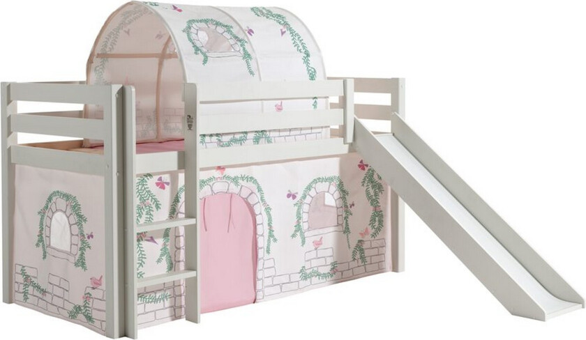 Middelseng med gardin Pino Birdy Hvit, Hvit, Med sklie, Birdy, Ingen lommer - Hvit, Hvit, Med sklie, Birdy, Ingen lommer