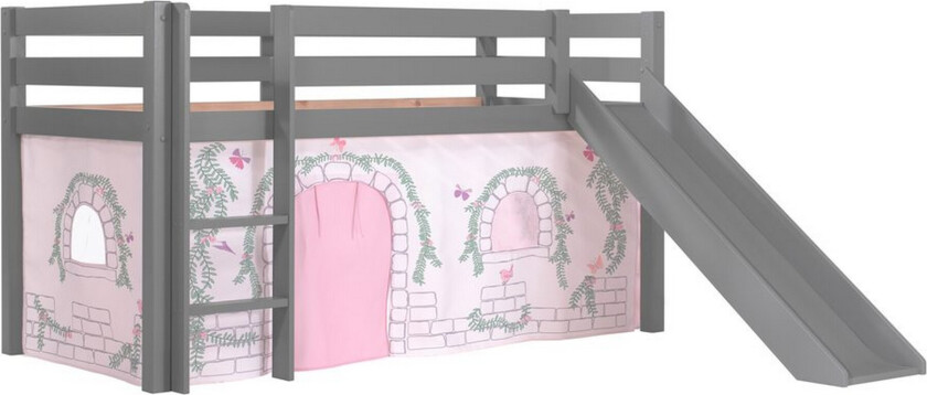 Middelseng med gardin Pino Birdy Grå, Grå, Med sklie, Uten tunnel, Ingen lommer - Grå, Grå, Med sklie, Uten tunnel, Ingen lommer