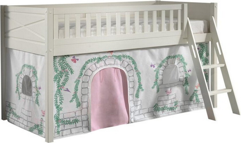 Halvhøy seng med stige og matchende tekstilsett (lekgardin) Scott Birdy - Birdy