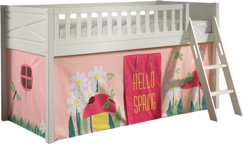 Halvhøy seng med stige og matchende tekstilsett (lekgardin) Scott Vår - Vår