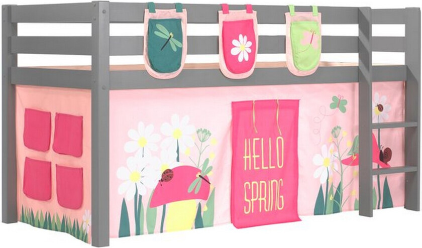 Middelseng med gardin Pino Spring Grå, Grå, Uten sklie, Uten tunnel, 3 - Grå, Grå, Uten sklie, Uten tunnel, 3