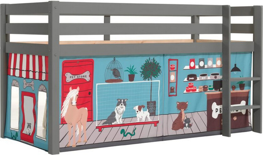 Høyseng med gardin Pino Grå, Dyrebutikk - Grå, Dyrebutikk