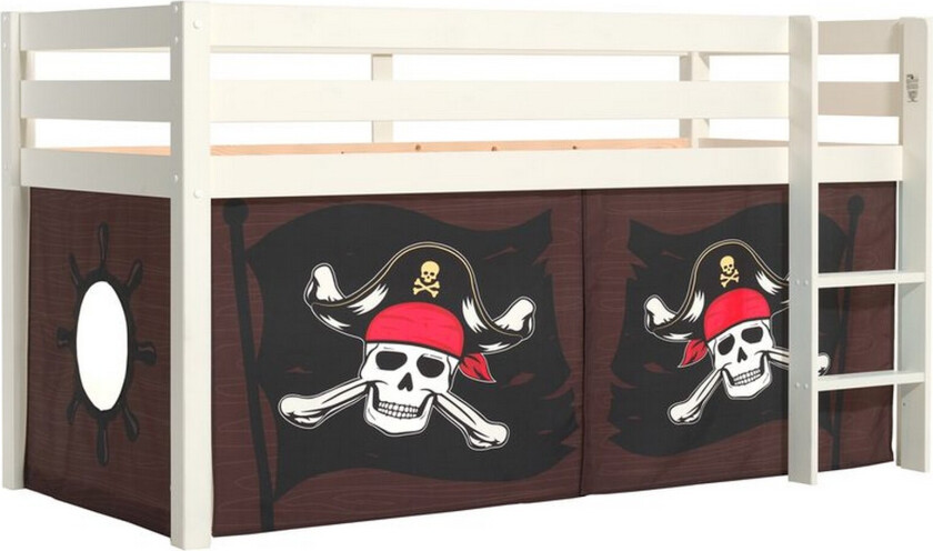 Høyseng med gardin Pino Hvit, Karibiske Pirater - Hvit, Karibiske Pirater