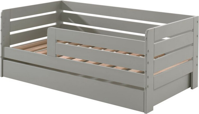Juniorseng med rekkverk og skuff Småbarnsseng Grå - Grå