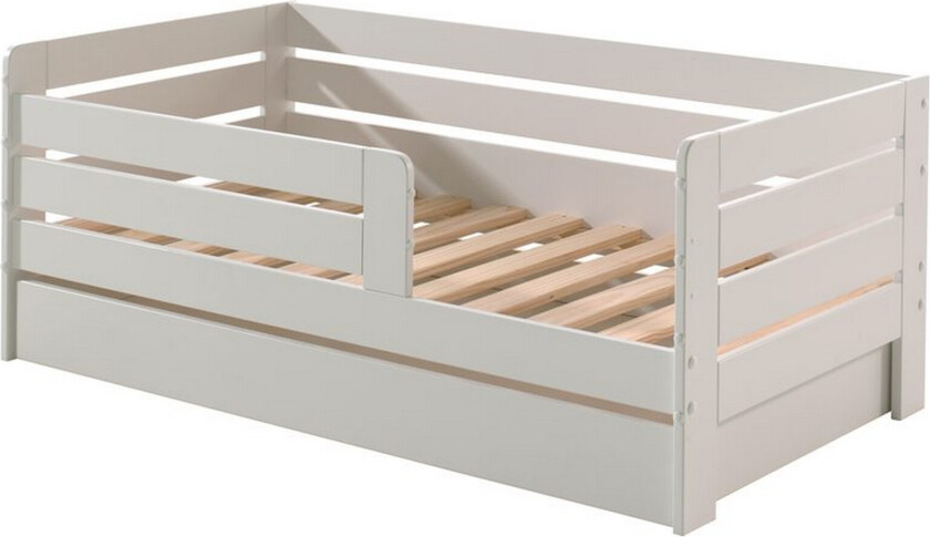 Juniorseng med rekkverk og skuff Småbarnsseng Hvit - Hvit