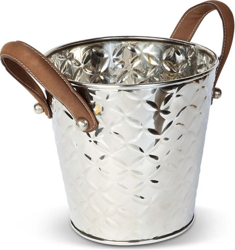 Bilde av French Fleur vinkjøler med lærhank Rustfritt stål