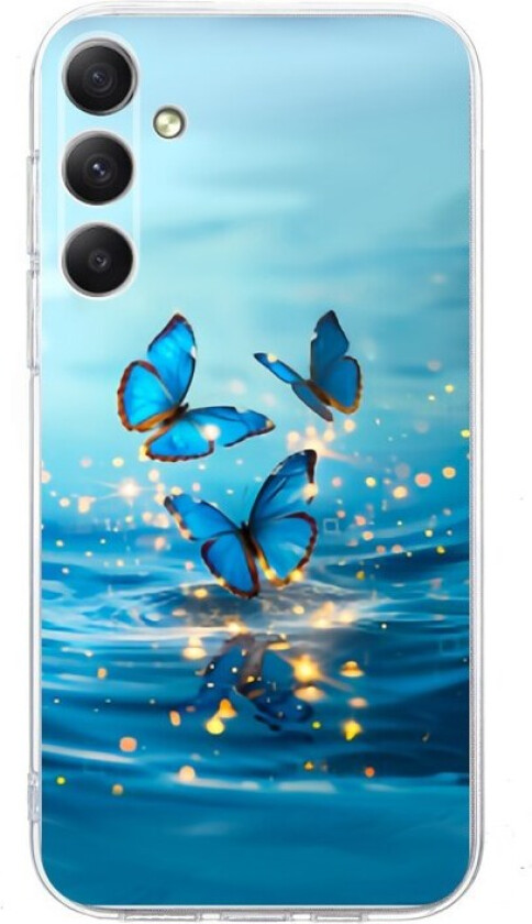 Samsung Galaxy S25 FE Fleksibelt Plast Deksel med Motiv - Vann / Blå Sommerfugler
