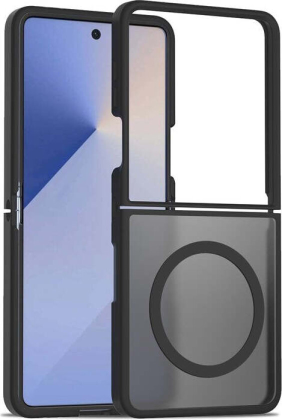 Samsung Galaxy Z Flip7 Matt Hybrid Deksel - MagSafe Kompatibel - Gjennomsiktig / Svart