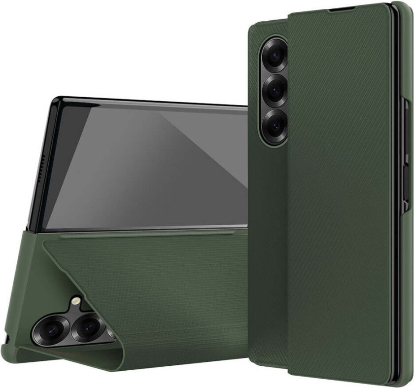 Samsung Galaxy Z Fold7 Kunstskinn Flip Deksel m. Tekstur & Stativfunksjon - Grønn