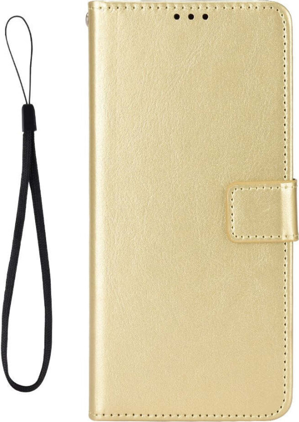 Samsung Galaxy A07 Kunstskinn Flip Deksel m. Strop - Gull