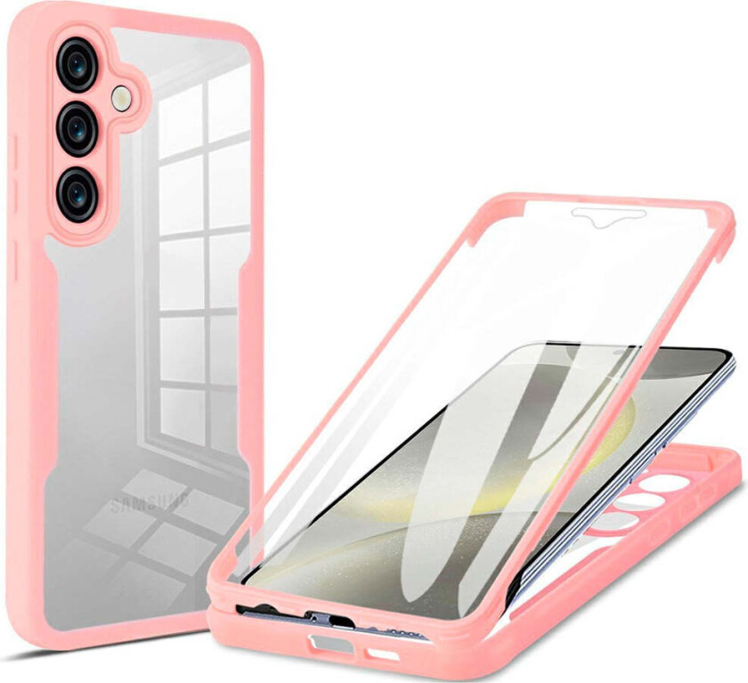 Samsung Galaxy S25 FE 2-i-1 Plast Deksel m. Innebygd Skjermbeskyttelse - Rosa