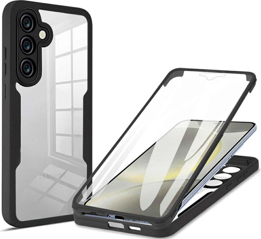 Samsung Galaxy S25 FE 2-i-1 Plast Deksel m. Innebygd Skjermbeskyttelse - Svart