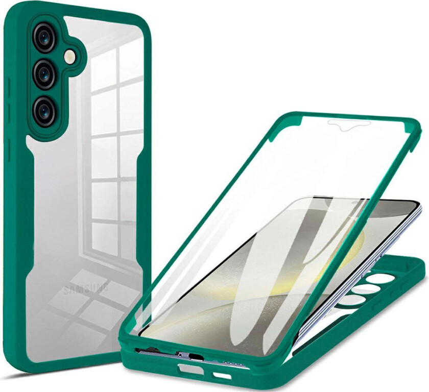 Samsung Galaxy S25 FE 2-i-1 Plast Deksel m. Innebygd Skjermbeskyttelse - Grønn
