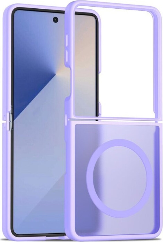 Samsung Galaxy Z Flip7 Matt Hybrid Deksel - MagSafe Kompatibel - Gjennomsiktig / Lilla