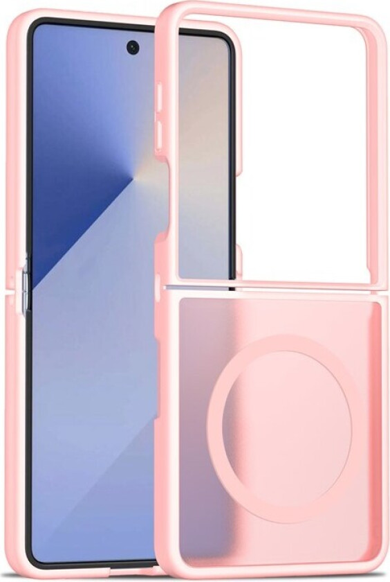 Samsung Galaxy Z Flip7 Matt Hybrid Deksel - MagSafe Kompatibel - Gjennomsiktig / Rosa