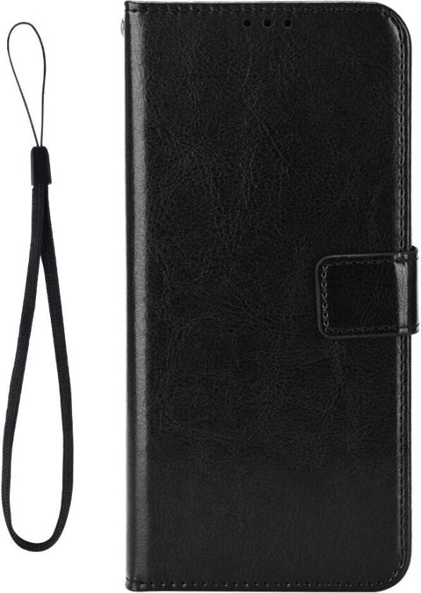 Samsung Galaxy A07 Kunstskinn Flip Deksel m. Strop - Svart